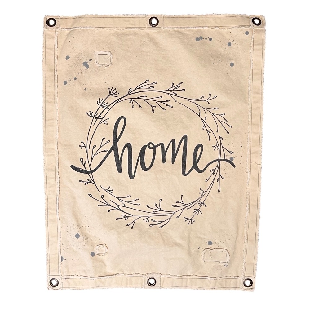 Primitives by Kathy Home Wreath Canvas Wall Banner Art Cotton Farmhouse 25"x32"